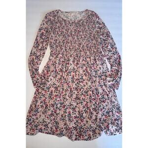 Wallflower Dress Womens XL Pink Floral Smocked Long Sleeve Boho Mini Cottagecore